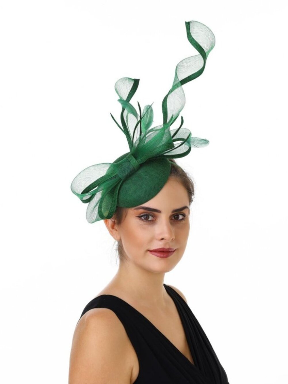 Women’s Feather Fascinator Derby Bridal Hat- Hj12-green